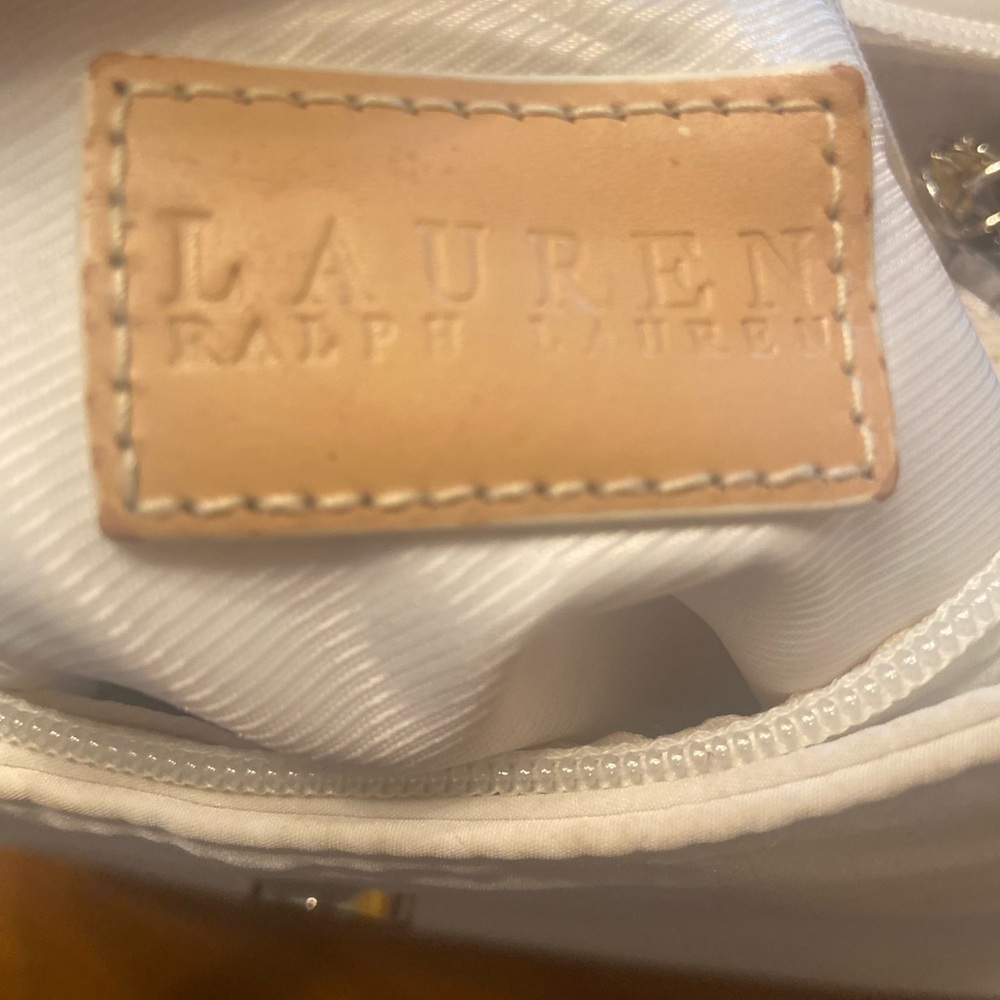 Lauren Ralph Lauren medium Nylon White w/ leather strap Shoulder Bag - Picture 5 of 12